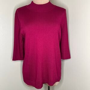 90s Posh Knit Louis Dell'Olio Sweater Large Womens Silk Cashmere Mock Neck Vtg